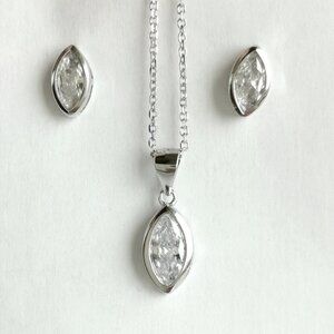CZ Sterling Silver Necklace Earring Set